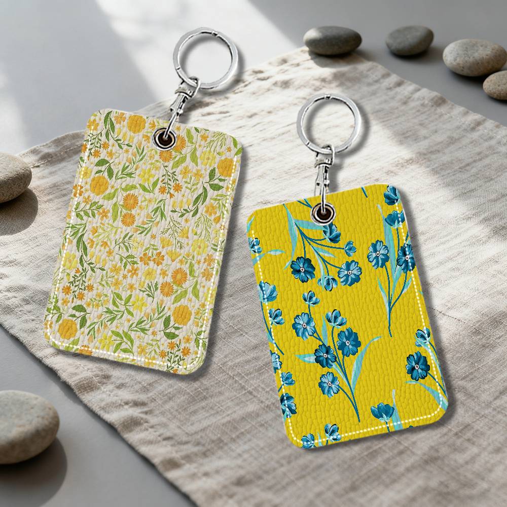 Vintage Fashion Community - Llavero de cuero amarillo con diseño