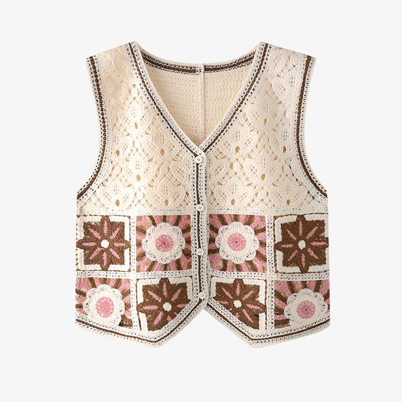 Crochet Top Boho - Chaleco de ganchillo cuadrado de abuela