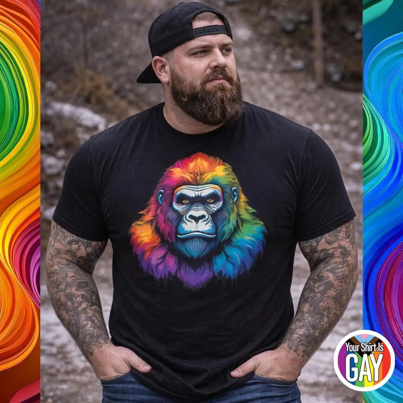 Vintage Fashion Community - Camiseta Gay Gorilla Pride, Camiseta de