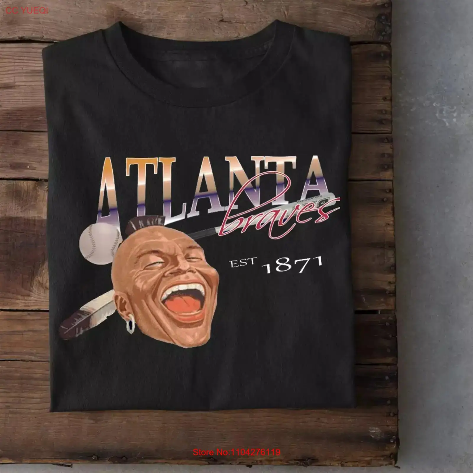 Vintage Fashion Knitwear - Camiseta del equipo Atlanta, de algodón,