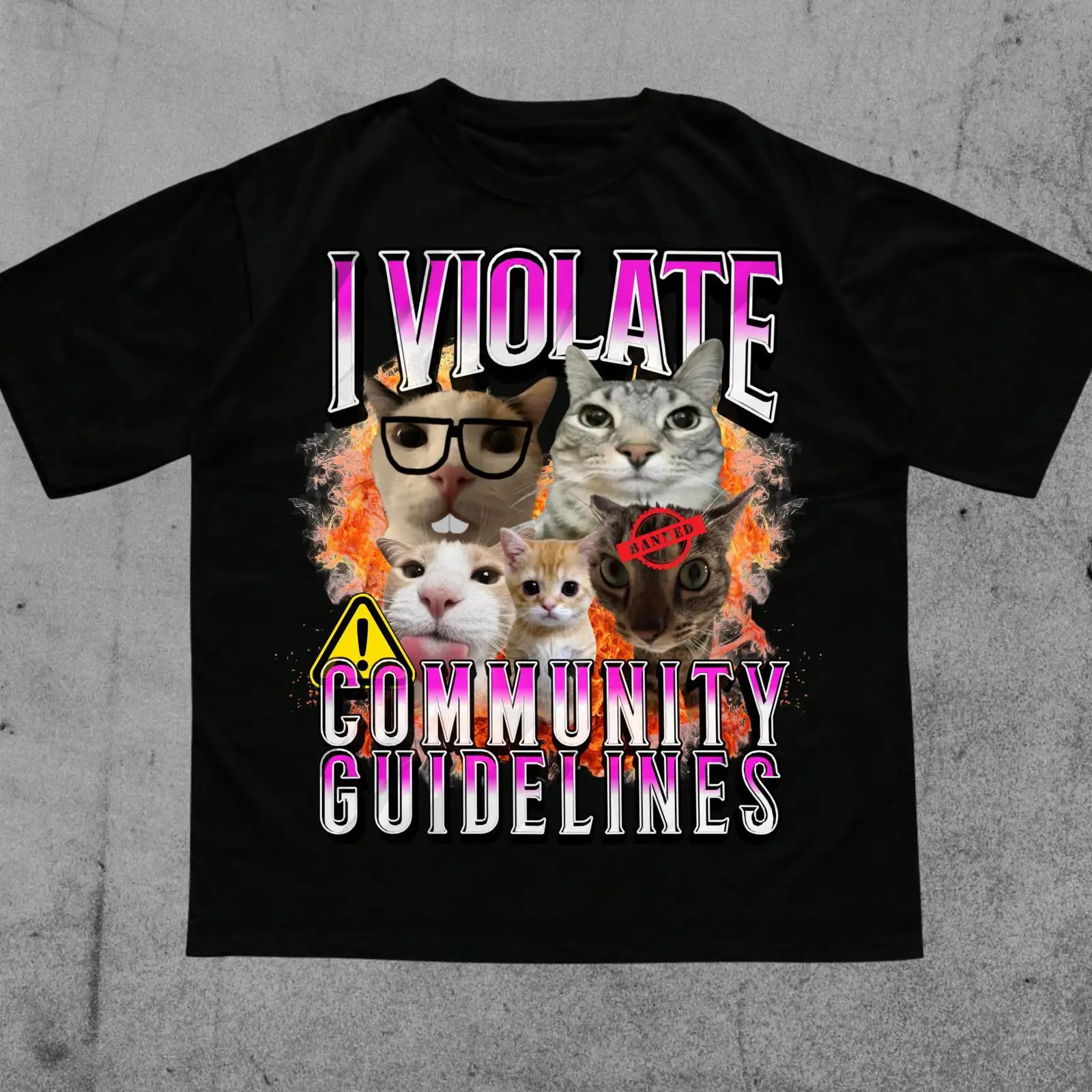 Vintage Fashion Community - Camiseta con meme de gato 'I