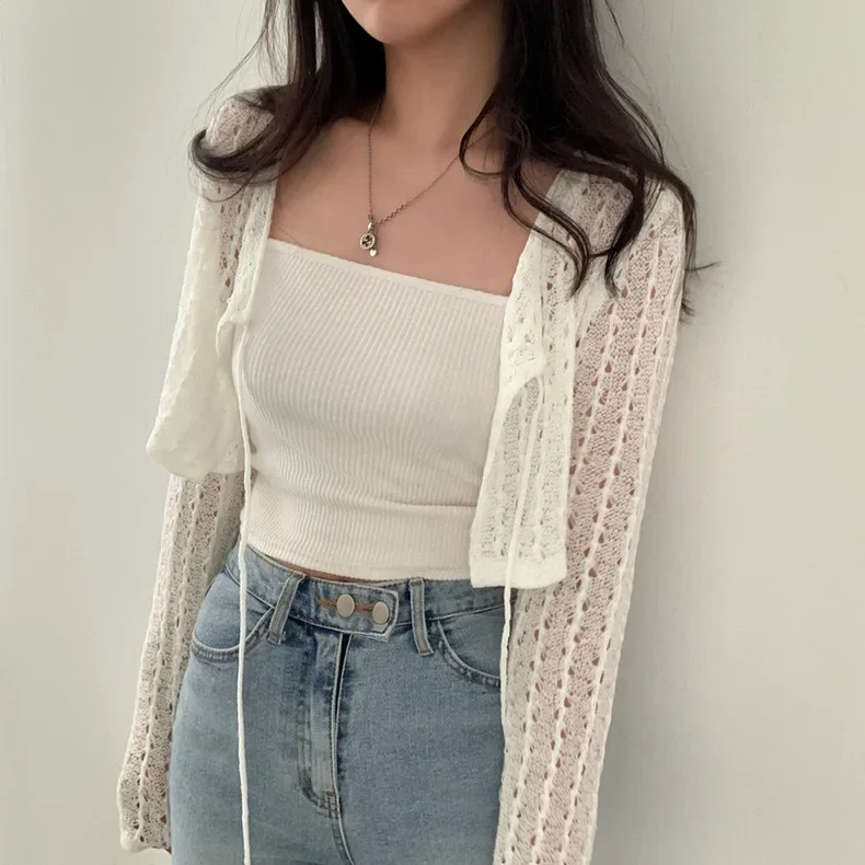 Women Tie Front Crop Cardigan  - Crochet Top Boho reseña y precio