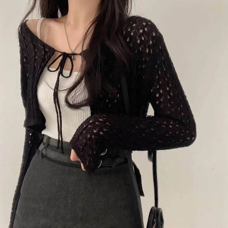 Women Tie Front Crop Cardigan  - Crochet Top Boho reseña y precio