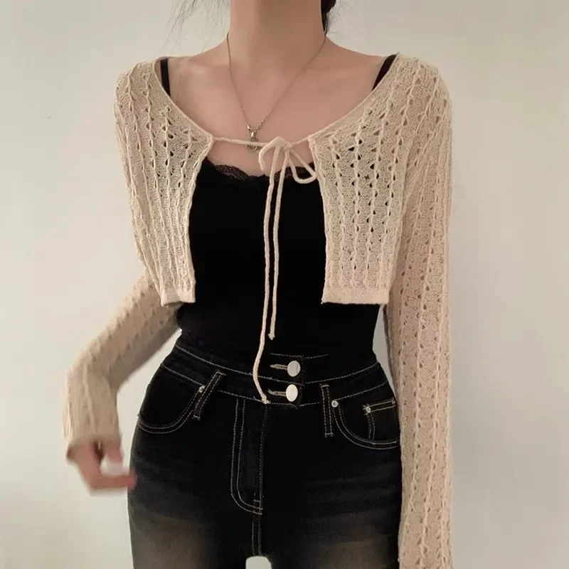 Women Tie Front Crop Cardigan  - Crochet Top Boho reseña y precio
